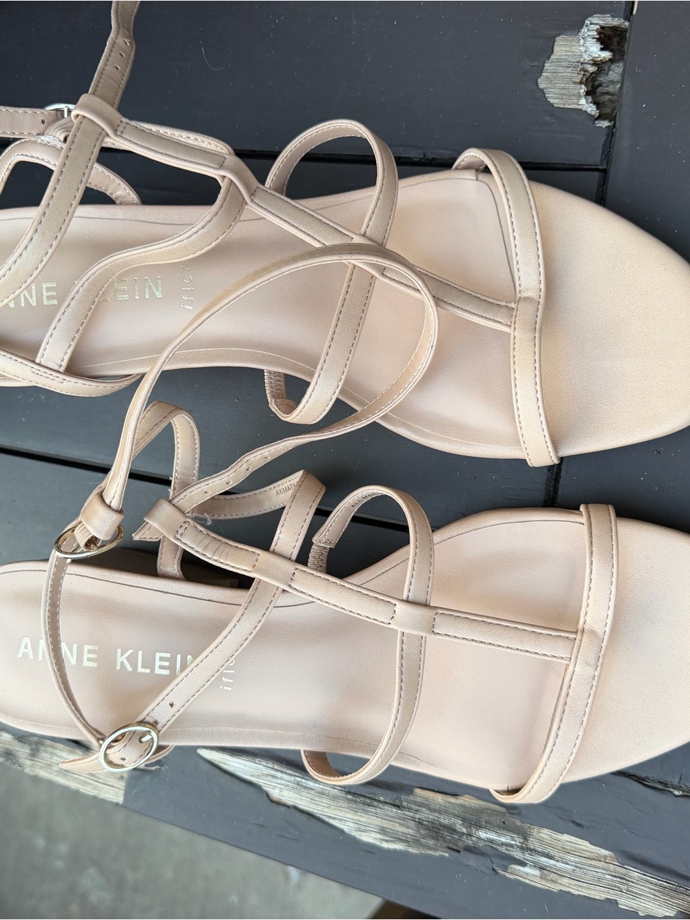 Anne Klein Blush Strappy Low-Heel Sandals